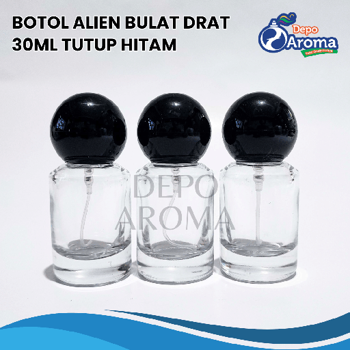 [BTLKC0240] Botol Alien Bulat Drat 30Ml Tutup Hitam